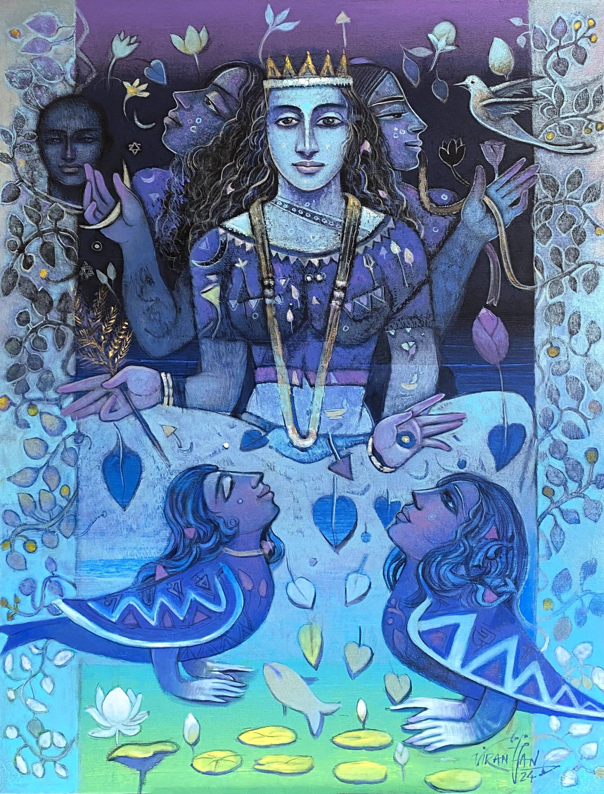 Dr Ram Viranjan | Gramya Devi | Acrylic on canvas | 48x36 Inches | 2024