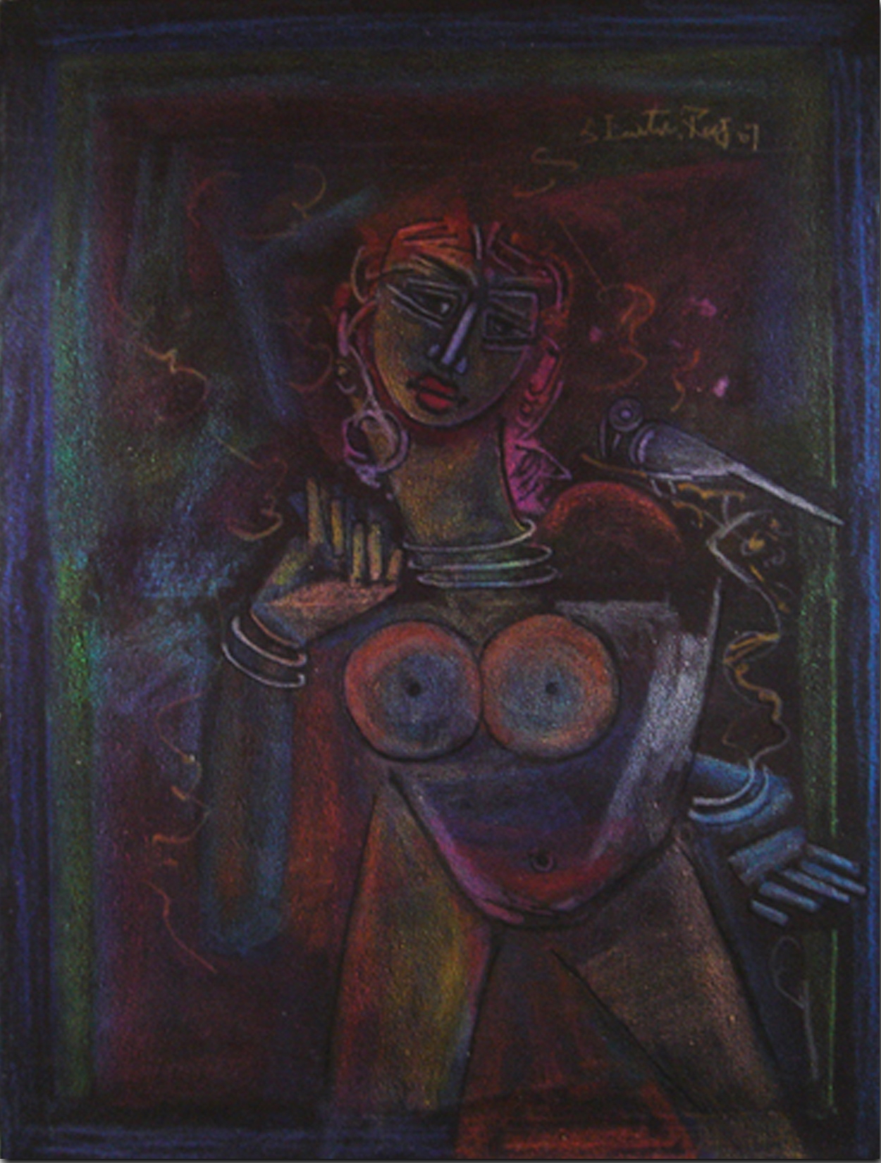 APS Easter Raj | Lady | Acrylic on canvas | 48x36 Inches| 2007