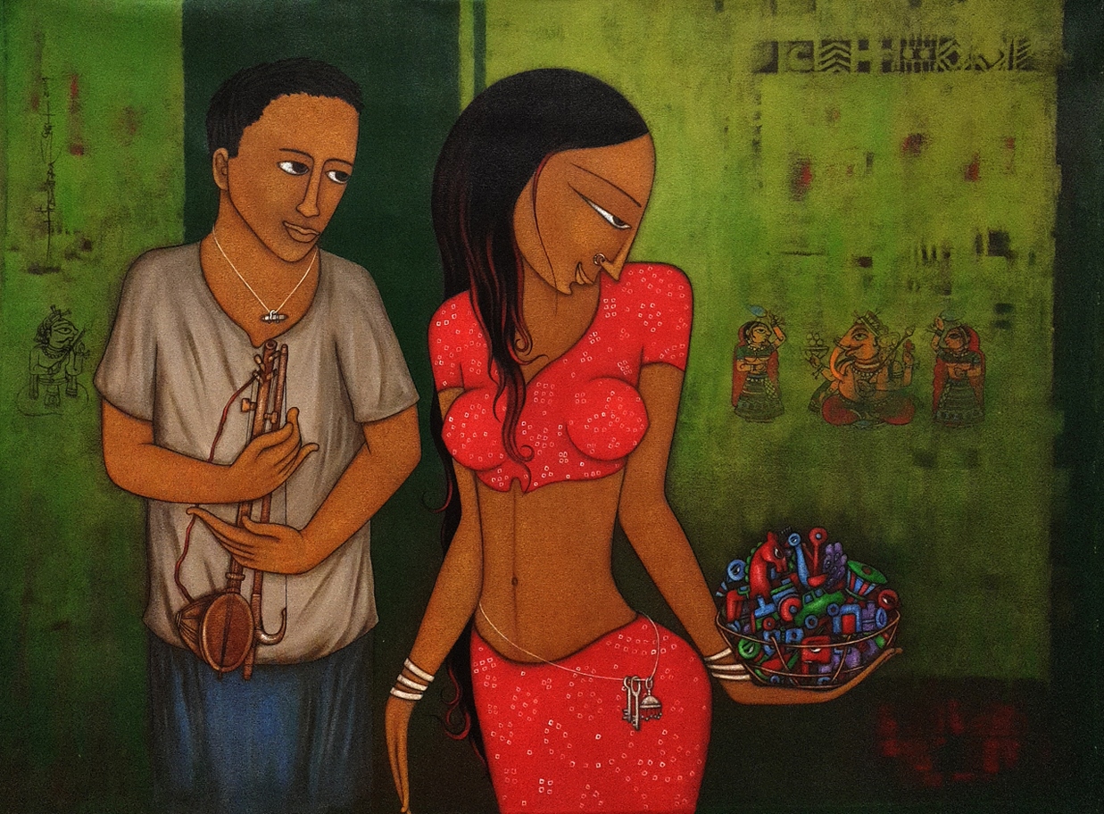 Hitendra Singh Bhati | Couple-1 | Acrylic on canvas | 36x48 Inches | 2019