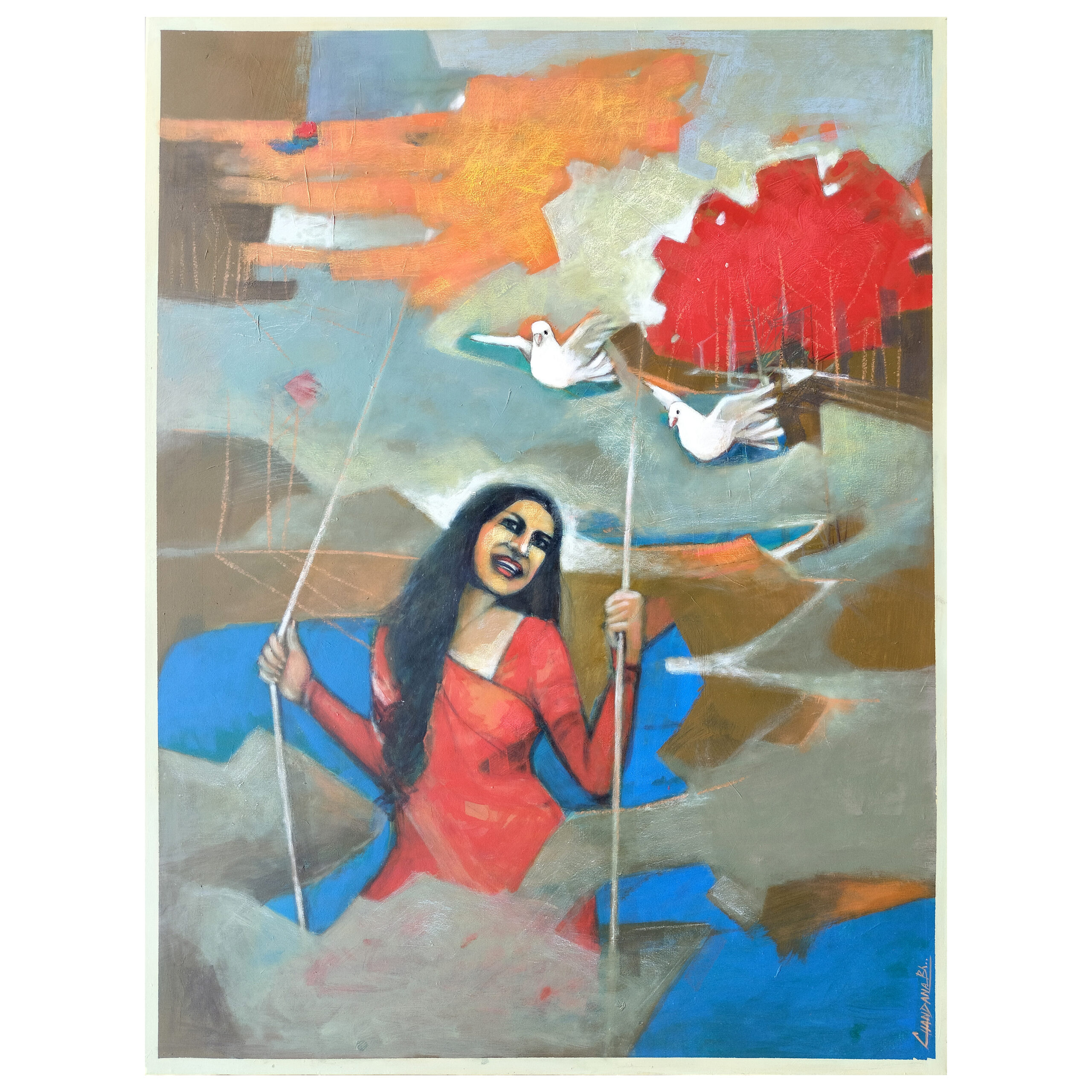 Chandana Bhattacharjee | Unfolding Emotions 2 | Acrylic on canvas | 48x36 Inches | 2024