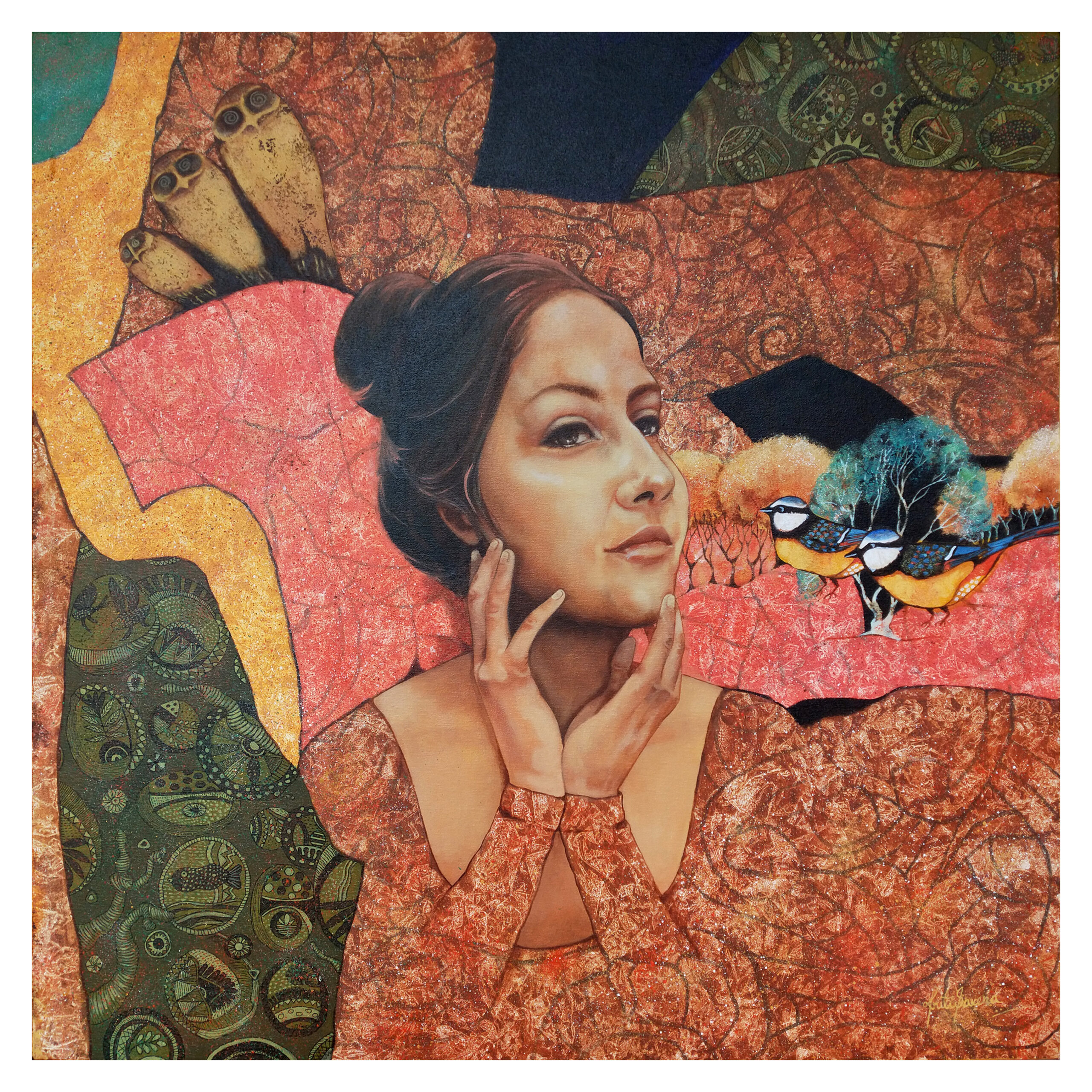 Kriti K C Saxena | Yowanaa | Mixed media on canvas | 36x36 Inches | 2024